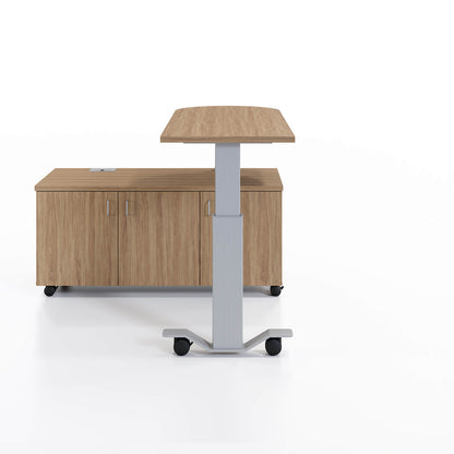 Samara Rotating Desk Workstation in up and open 90 degrees position in Pelee Island Pear and silver finish