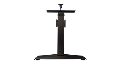 BenchBUD Height Adjustable Steel Leg Column. Highlighting German-made gear and black finish. Side profile.